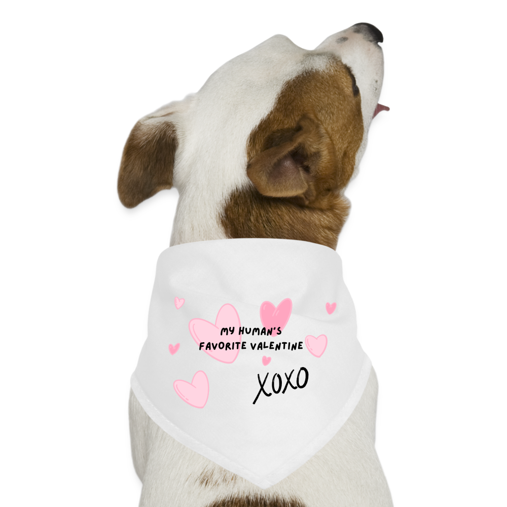 “Pink Heart-My Human’s Favorite Valentine”-Dog Bandana - white