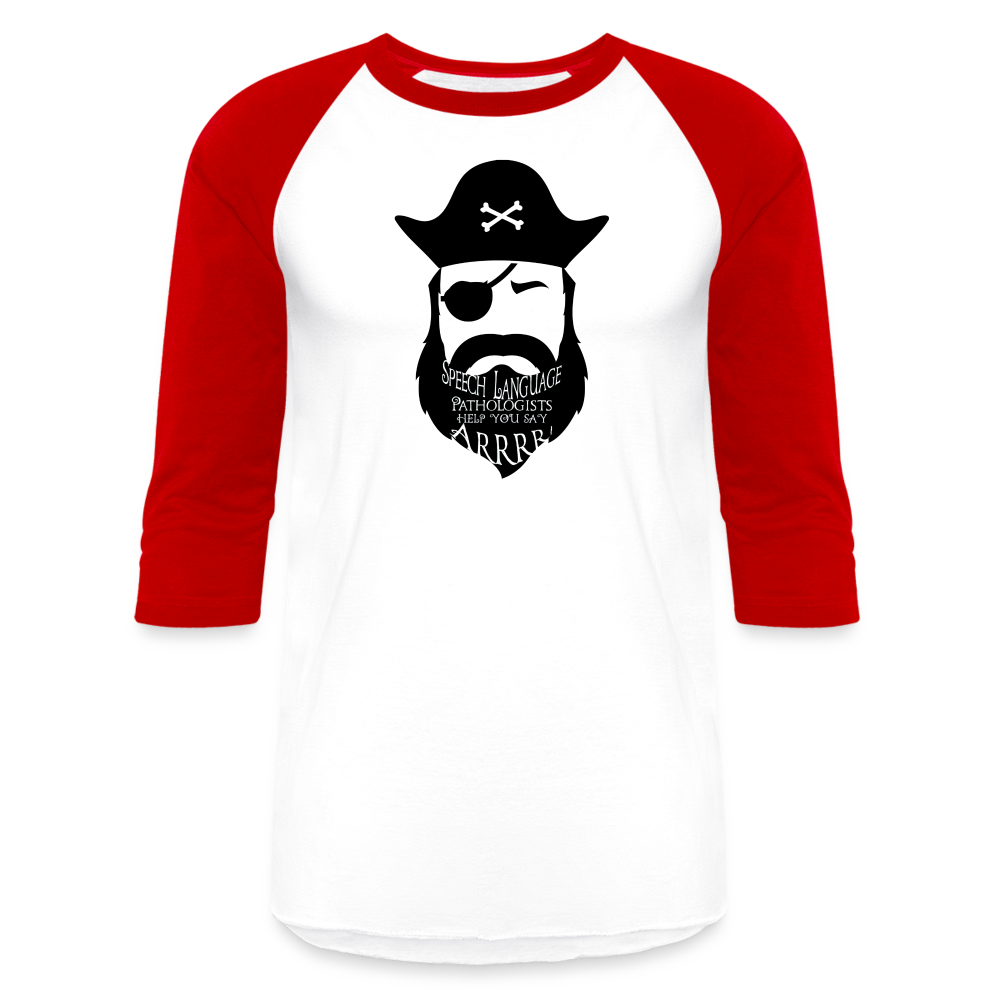 “Pirate-Speech Therapist-Arrrr”-Baseball T-Shirt - white/red