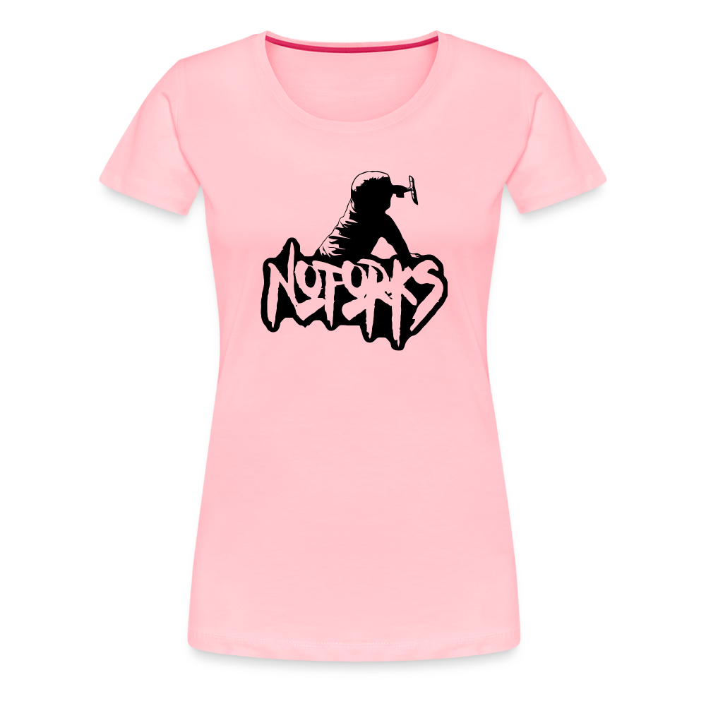 Loud & Clear – No Forks Women’s Premium Tee (Black Logo Edition) - pink