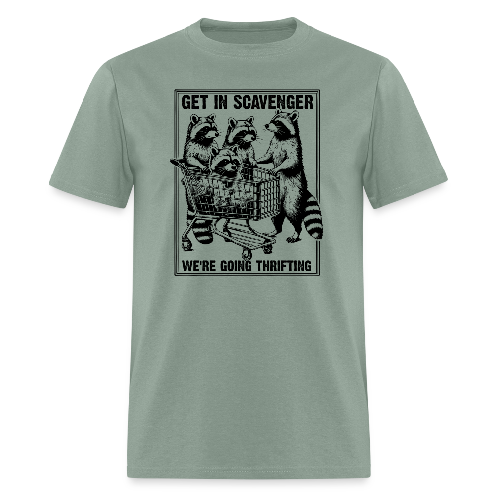 “Get in scavenger, we’re thrifting-raccoons”-Unisex Classic T-Shirt - sage