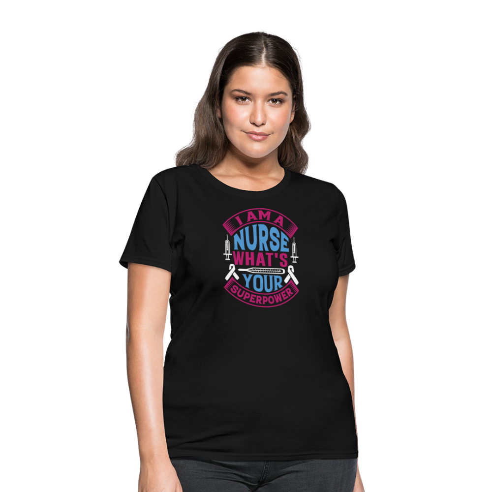 "Nurse Superpower: Everyday Hero" Women's Cotton T-Shirt - black